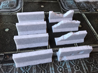 Jersey Barriers Set, Warhammer 40k, Si-Fi Tabletop Gaming (PAINTABLE) 28 mm scale