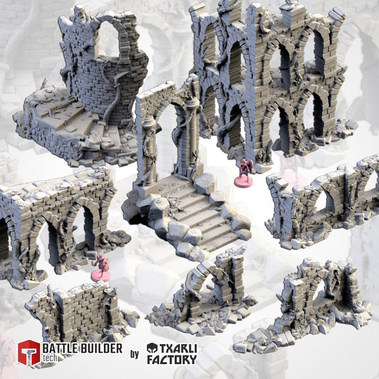 Abandoned City Ruins | 3D Printed Terrain by Txarli Factory | Warhammer 40k | Old World | Age of Sigmar Fantasy Scenery